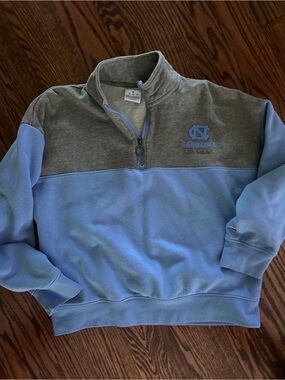 UNC Champion Men’s Carolina Blue and Gray Quarter-Zip Pullover